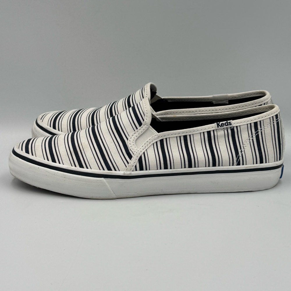 Keds Double Decker Navy & White Striped Canvas Slip-on Sneakers Women’s 8.5